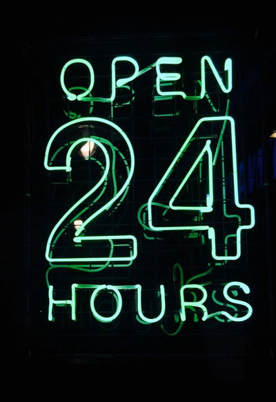open 24 hours sign 