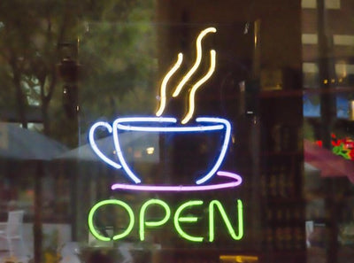 coffee store open sign 